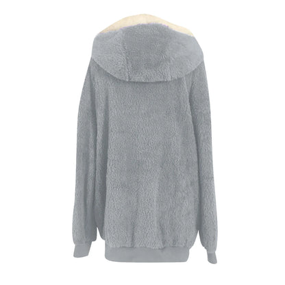 Plus Size Winter Coats for Women, Women plus Size Winter Warm Loose Plush Zip Hooded Jacket Coat Shacket Jacket for Fall,Winter Gift for Women